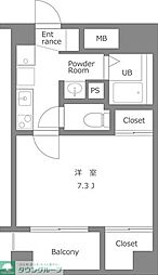 エスフォート柏 1Kの間取図画像