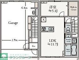 三郷市番匠免1丁目アパート 1LDKの間取図画像
