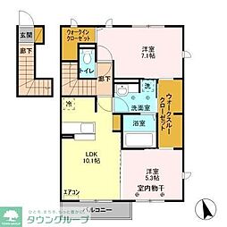 グランボヌール3 2LDKの間取図画像
