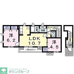 グレイスフカイA 2LDKの間取図画像