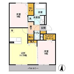 レイク南風 2LDKの間取図画像