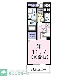 ブルースカイヒルズ2 ワンルームの間取図画像