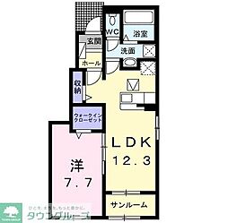 柏市根戸アパート 1LDKの間取図画像