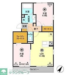 ボヌール 2LDKの間取図画像