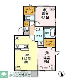 アリエス 2LDKの間取図画像