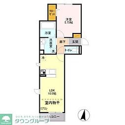 ウィット吉川B 1LDKの間取図画像