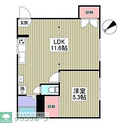 南柏パインヒル1号館 1Kの間取図画像