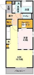 スクエアレイク 1LDKの間取図画像