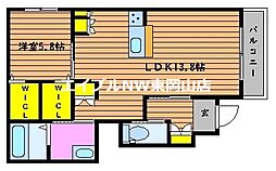 グランソレイユ浜 1LDKの間取図画像