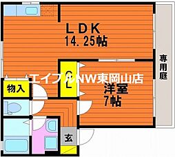 タウンハイツ山崎B 1LDKの間取図画像