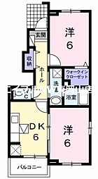 ヴァンパシフィークC 2DKの間取図画像