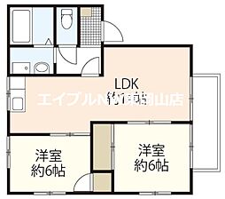 湯浅コーポB 2LDKの間取図画像