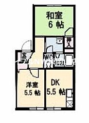 フレンド宮田B 2DKの間取図画像