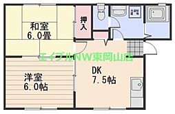 サンライフ四御神 2DKの間取図画像