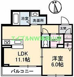 ニューマルセリーノB 1LDKの間取図画像