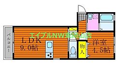 ラ・ヴィータ高屋六番館 1LDKの間取図画像