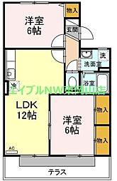 ヴィルヌーブB 2LDKの間取図画像
