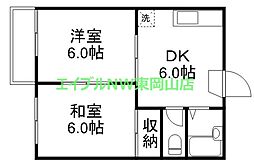 ことぶきコーポ 2DKの間取図画像