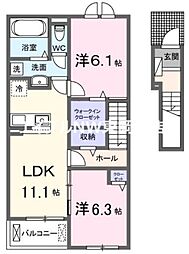 フェリスガーデン 2LDKの間取図画像