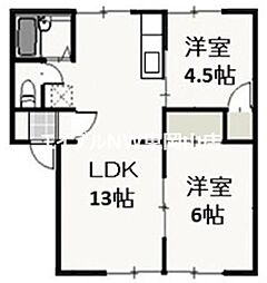 ドミ・アゼリアA 2LDKの間取図画像