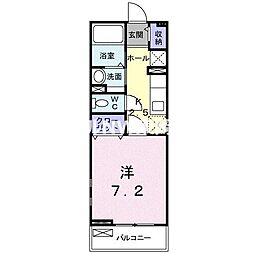 グリーンピュア2 1Kの間取図画像