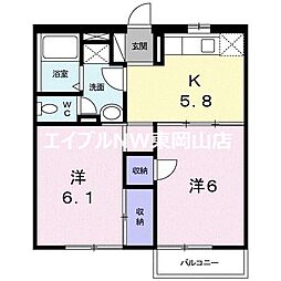 グリンピア古都A 2Kの間取図画像