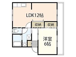 エレガンス近藤2 1LDKの間取図画像