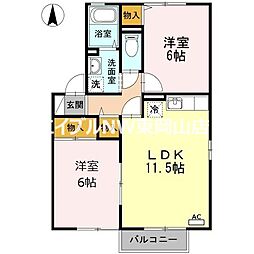 フリーダムB 2LDKの間取図画像