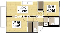 プレジール関 2LDKの間取図画像