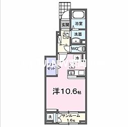 レンジ 雄町 ワンルームの間取図画像