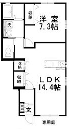 グリーンヒル 1LDKの間取図画像