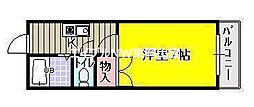 シャルム・パレスB 1Kの間取図画像