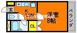 レディースキャステル 1Kの間取図画像
