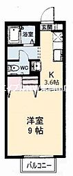 クレッシェンド 1Kの間取図画像