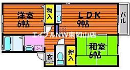 第2ディアコートB 2DKの間取図画像