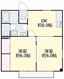 向山ハイツ 2DKの間取図画像