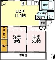 シートピア  ｜ 岡山県岡山市中区高屋（賃貸アパート2LDK・1階・50.50㎡） その2