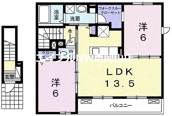 レジデンス本荘Ａ ｜岡山県和気郡和気町尺所(賃貸アパート2LDK・2階・60.69㎡)の写真 その2
