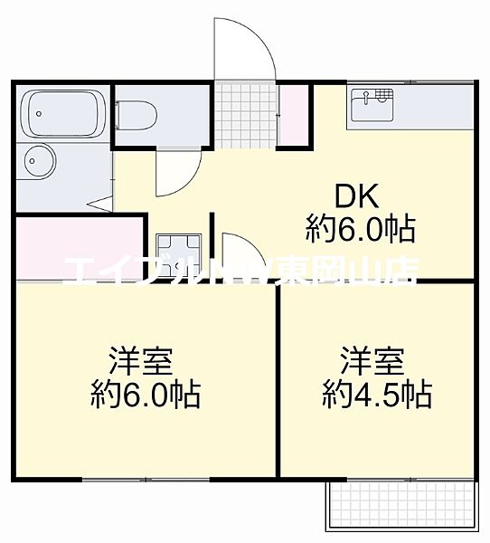 アンティ ｜岡山県岡山市中区高島新屋敷(賃貸アパート2DK・2階・31.65㎡)の写真 その2