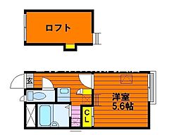 レオパレスあんず 1Kの間取図画像