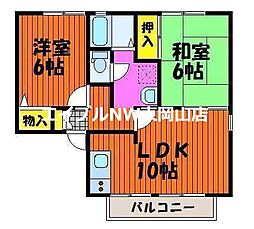 トゥインクル島村B 2階2LDKの間取り