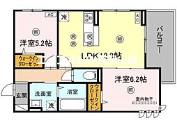 ル　コンテ 2階2LDKの間取り