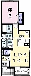 アトリュームＢ 1階1LDKの間取り