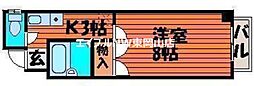 YSハイツ21原尾島 1Kの間取図画像