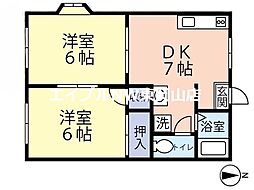 グリーンハウス 1階2DKの間取り