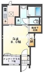 マロンクレスト B 1Kの間取図画像