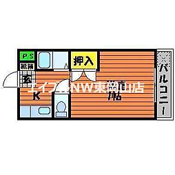 リトルハイム長岡六十号館 1Kの間取図画像