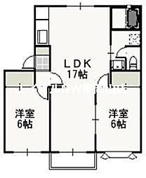クレセント松新 2LDKの間取図画像