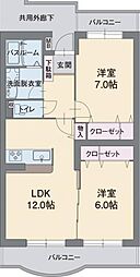 アビタシオンA 2LDKの間取図画像