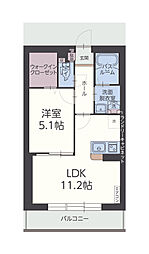 ユズソラーナ 1LDKの間取図画像